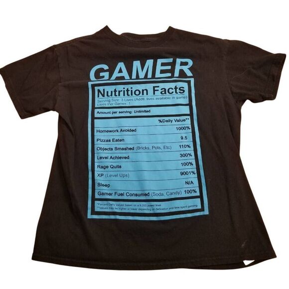 Fifth Sun Gamer Nutrition Facts tee 10/12 - Picture 1 of 3